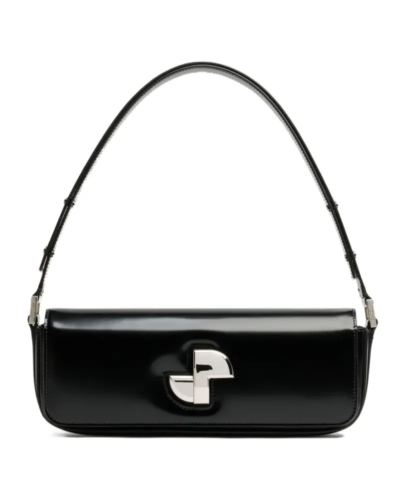 Patou Le Lock Schultertasche mit Logo-Schild - Schwarz Schwarz