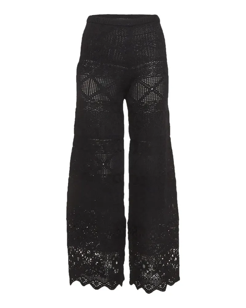 Maje crochet knit wide-leg trousers - Schwarz Schwarz