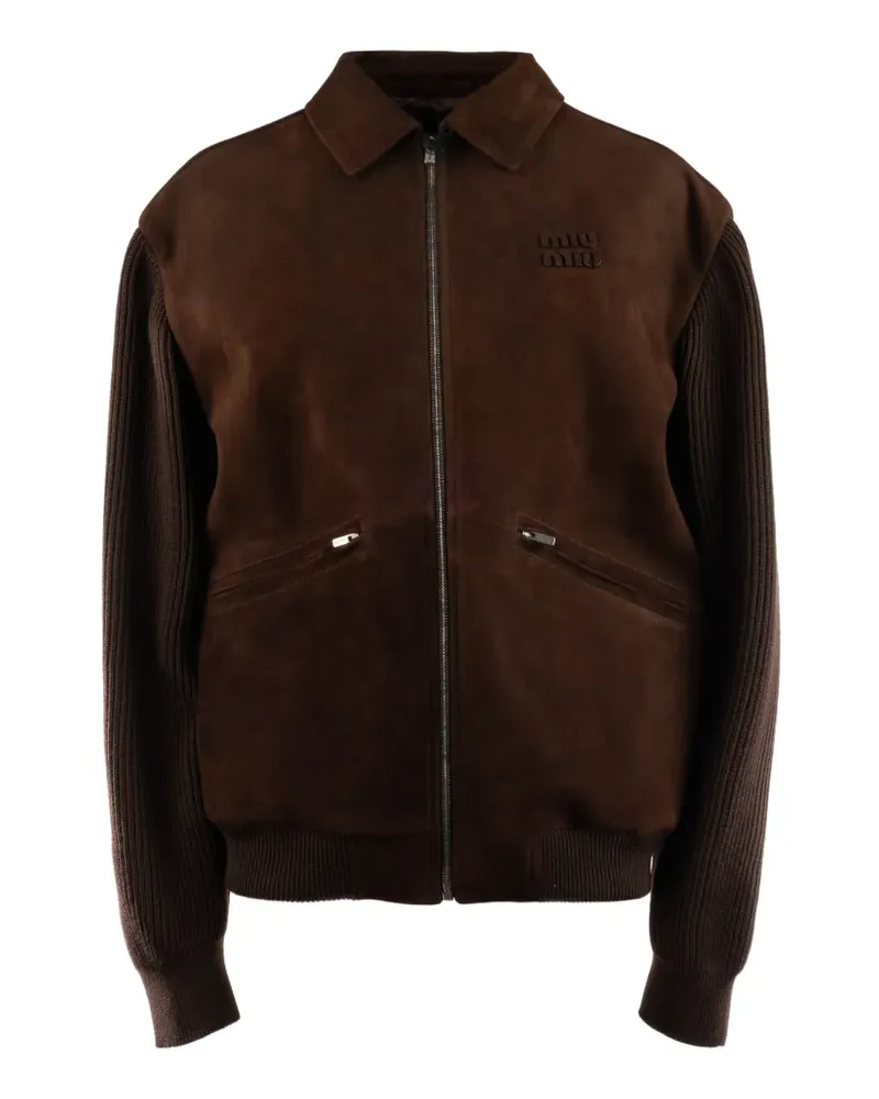 Miu Miu Gewachste Blousonjacke aus Wildleder - Braun Braun