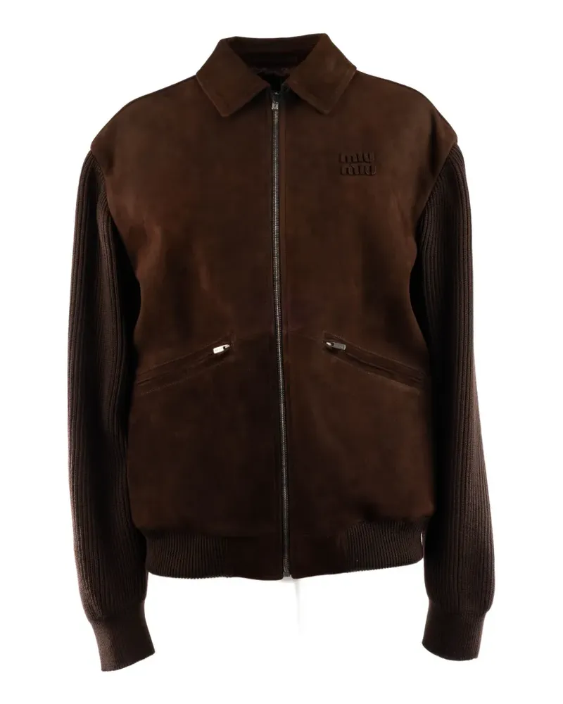 Miu Miu waxed suede blouson jacket - Braun Braun