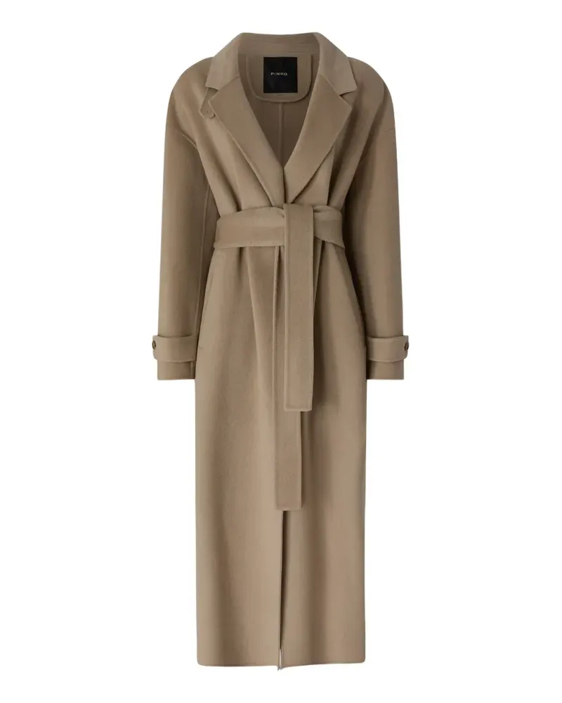 Pinko coat in double-layered wool-blend cloth with belt - Nude Nude