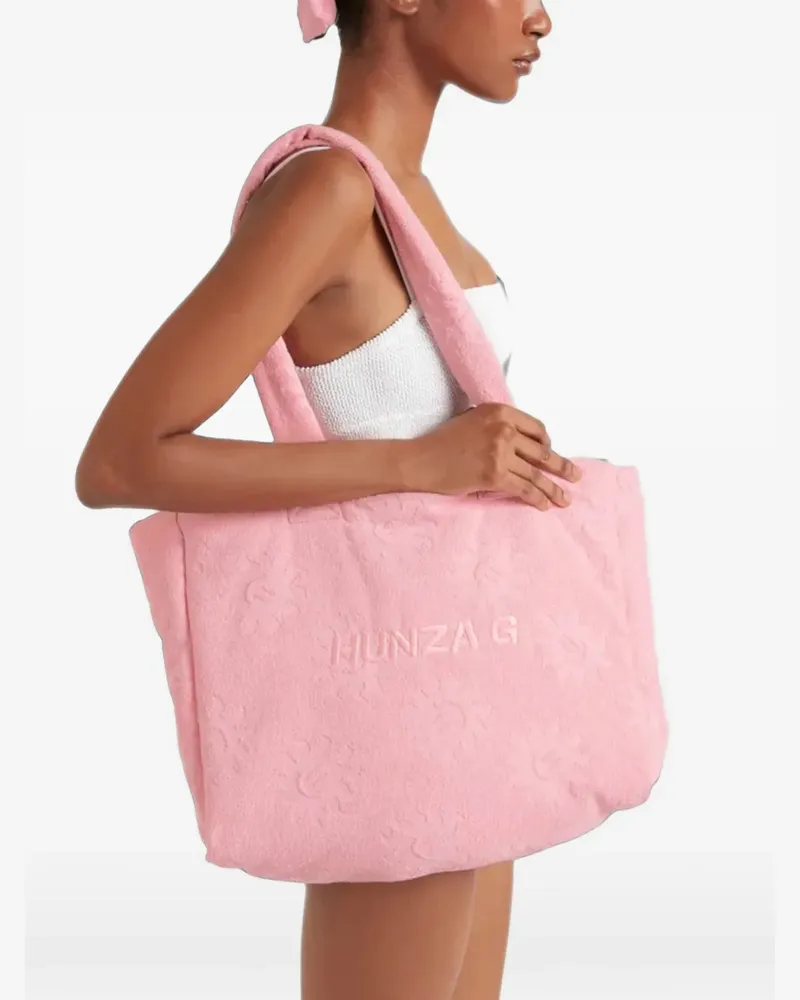 Hunza G Sunny Tote Bag mit Logo-Stickerei - Rosa Rosa