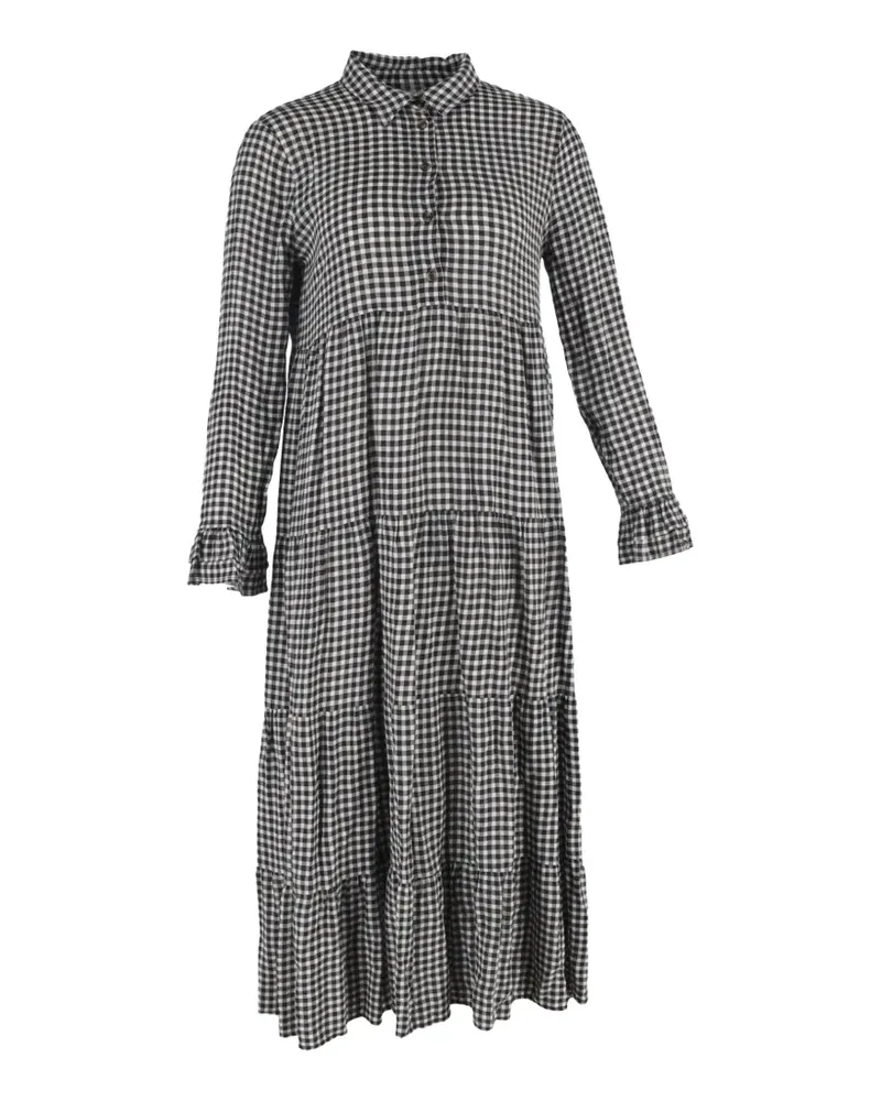 Ganni Hemdkleid mit Vichy-Karomuster - Schwarz Schwarz