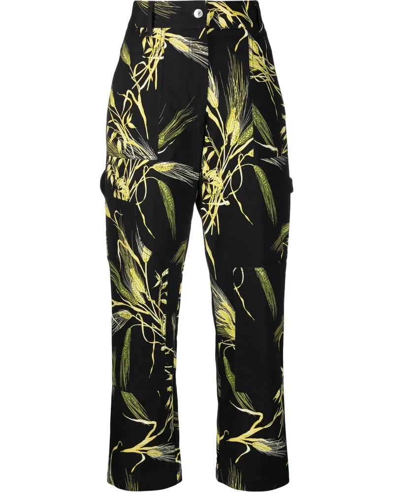 MSGM Hose mit Blatt-Print - Schwarz Schwarz