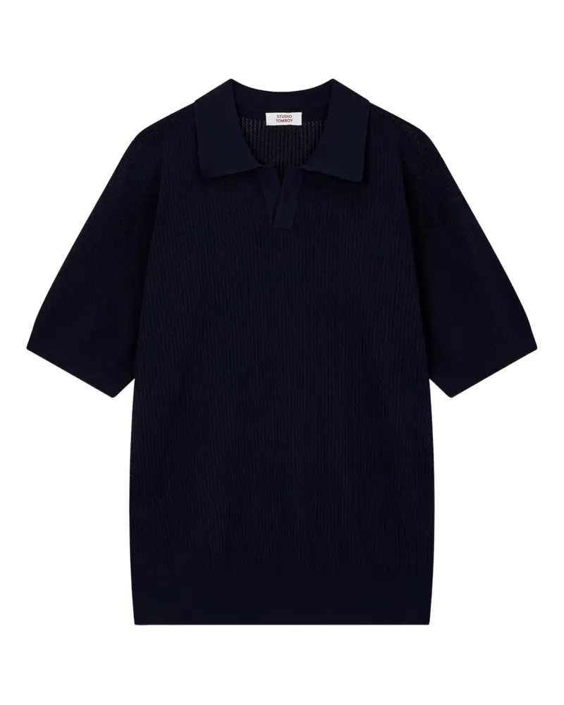 STUDIO TOMBOY Geripptes Poloshirt - Blau Blau