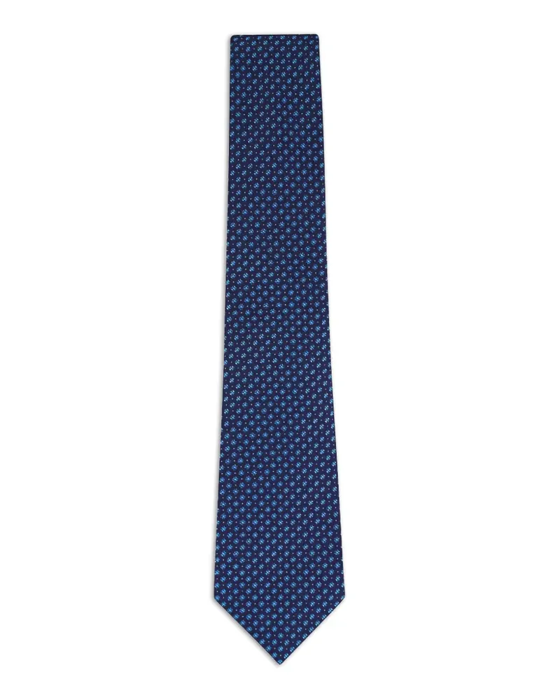Kiton geometric-pattern silk tie - Blau Blau