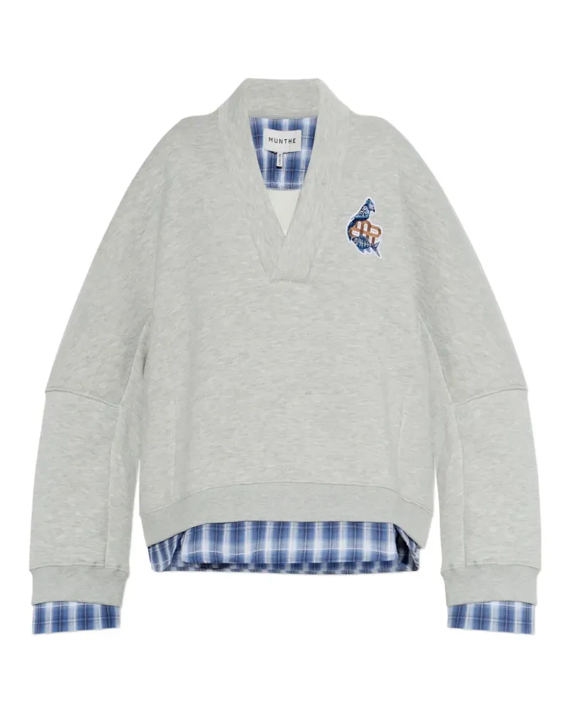 MUNTHE Nash layered-effect logo-patch sweatshirt - Grau Grau