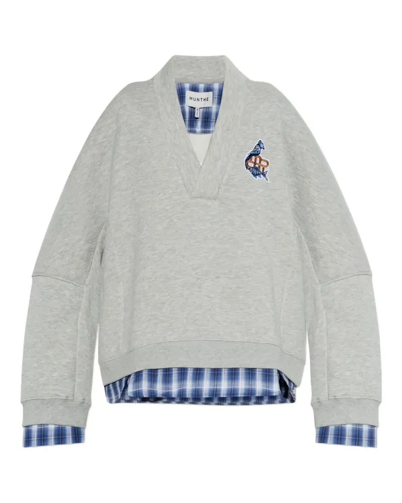 MUNTHE Nash layered-effect logo-patch sweatshirt - Grau Grau
