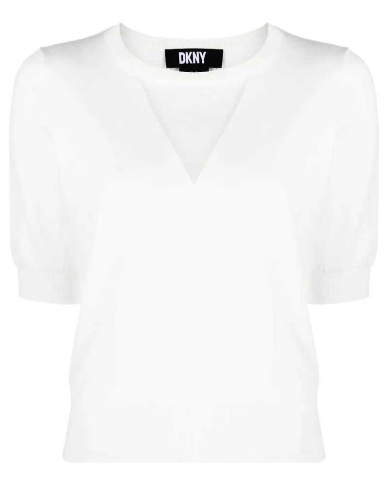 DKNY Cropped-Pullover mit V-Ausschnitt Weiß