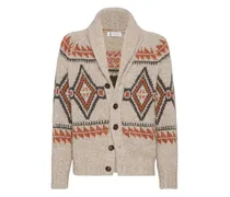 Geometrisch gemusterter Cardigan - Nude