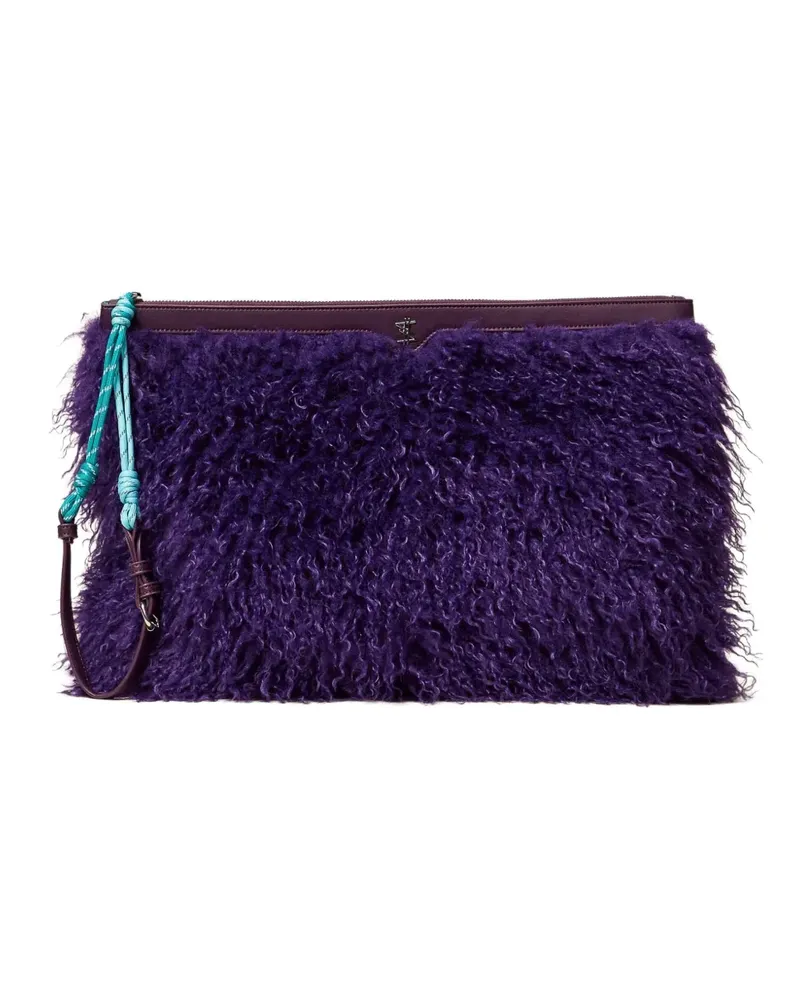 Twin-Set Myfo Clutch aus Faux Fur - Violett Violett