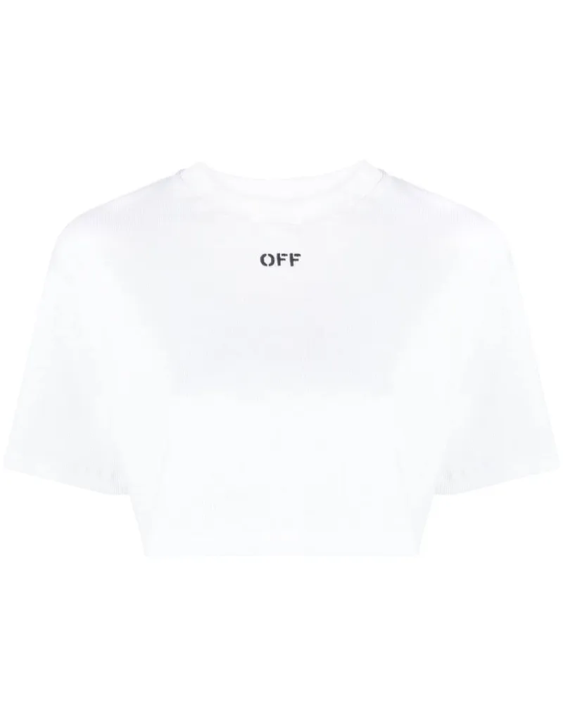 OFF-WHITE Off-Stamp Cropped-T-Shirt - Weiß Weiß