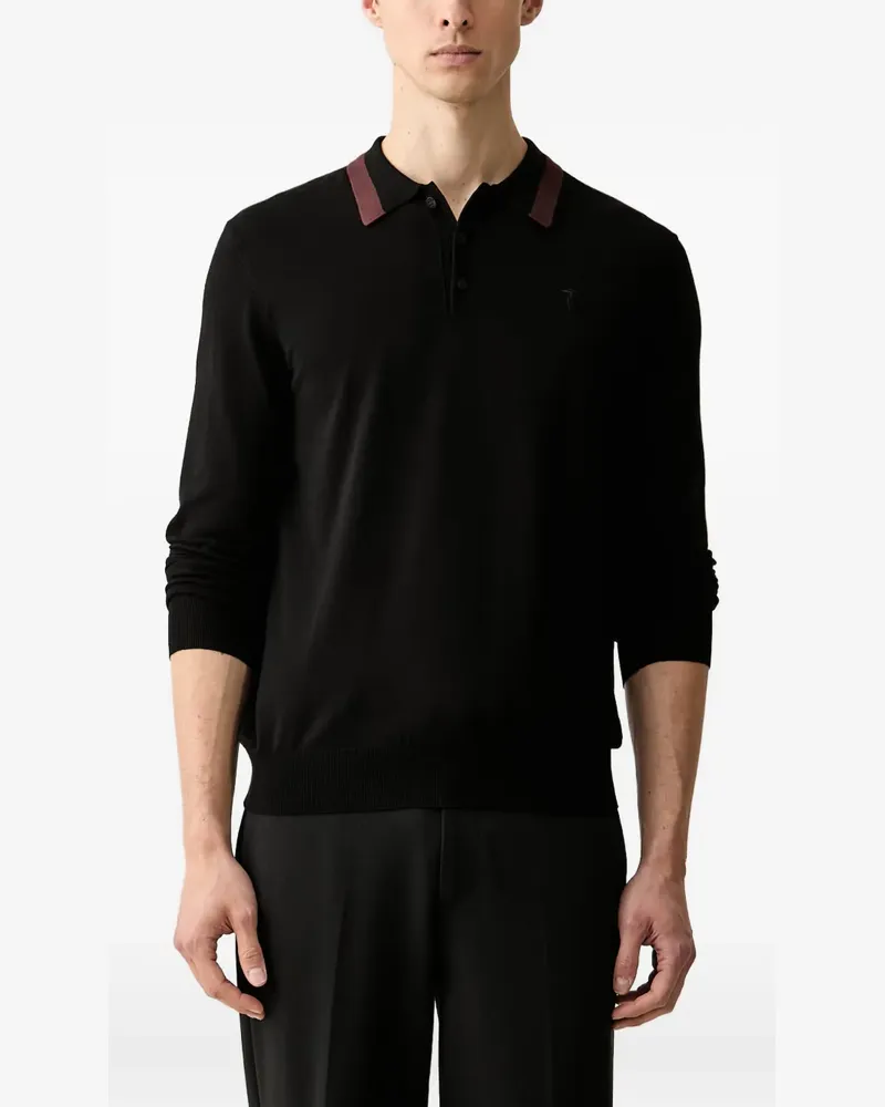 Trussardi Poloshirt mit Kontrastkragen - Schwarz Schwarz