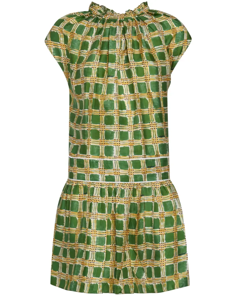 Marni Check Fields Minikleid - Grün Grün