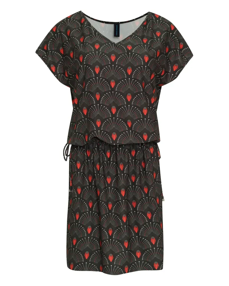 Lygia & Nanny Krishna graphic-print drawstring mini dress - Schwarz Schwarz