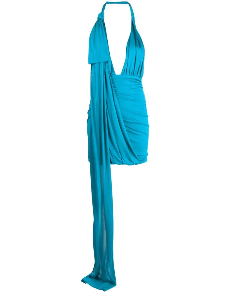 Blumarine Gerafftes Neckholder-Kleid - Blau Blau