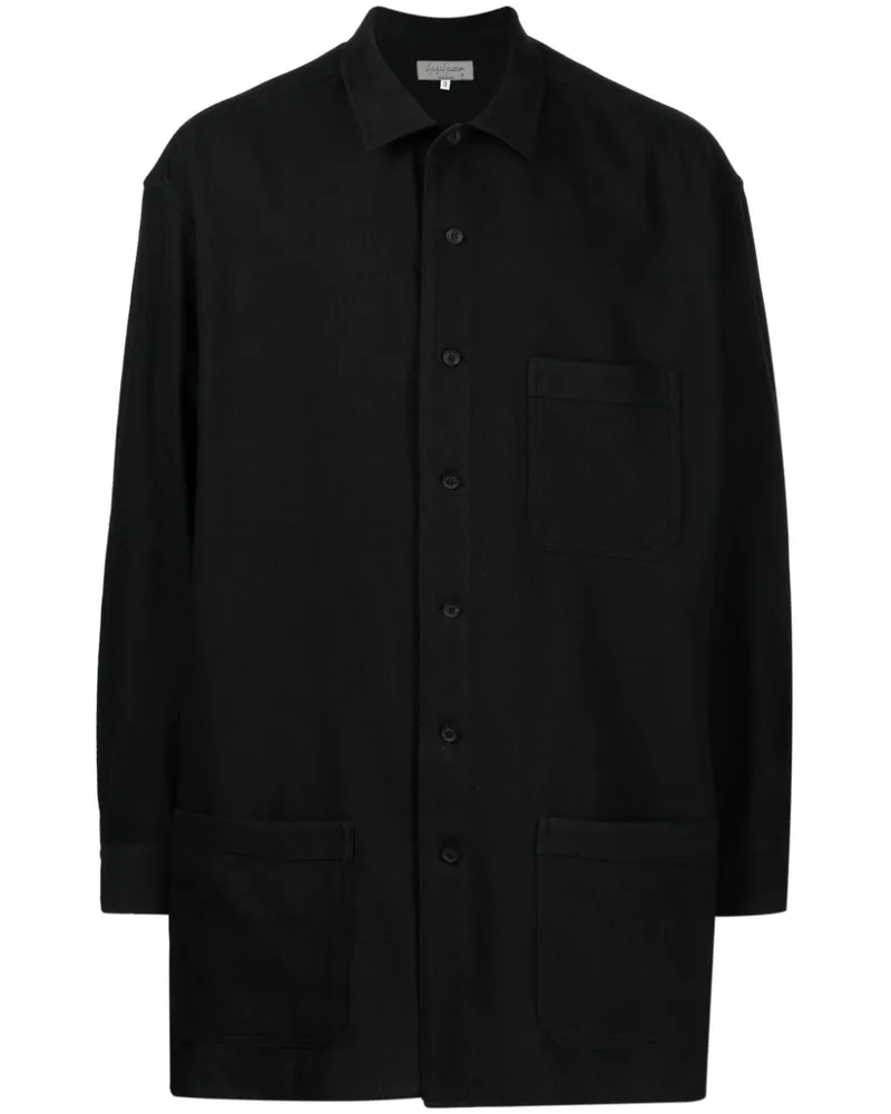 Yohji Yamamoto Hemd mit aufgesetzten Taschen - Schwarz Schwarz