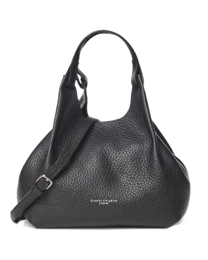 Gianni Chiarini Mittelgroße Dua Schultertasche aus gekörntem Leder - Schwarz Schwarz