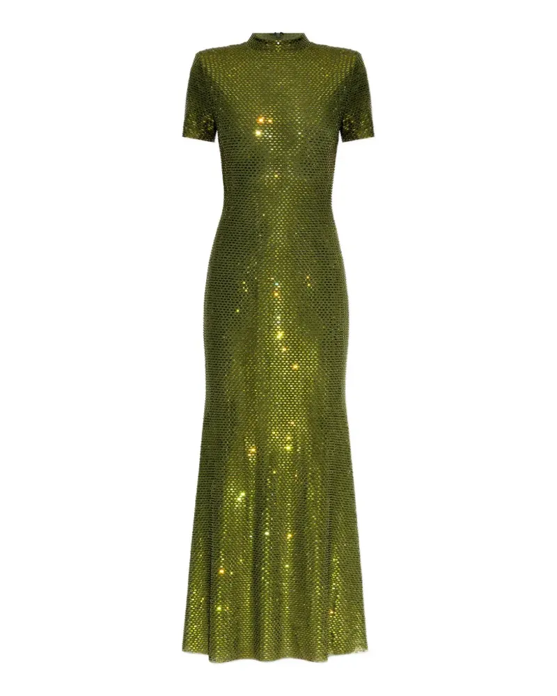 Self-Portrait rhinestone-embellished midi dress - Grün Grün