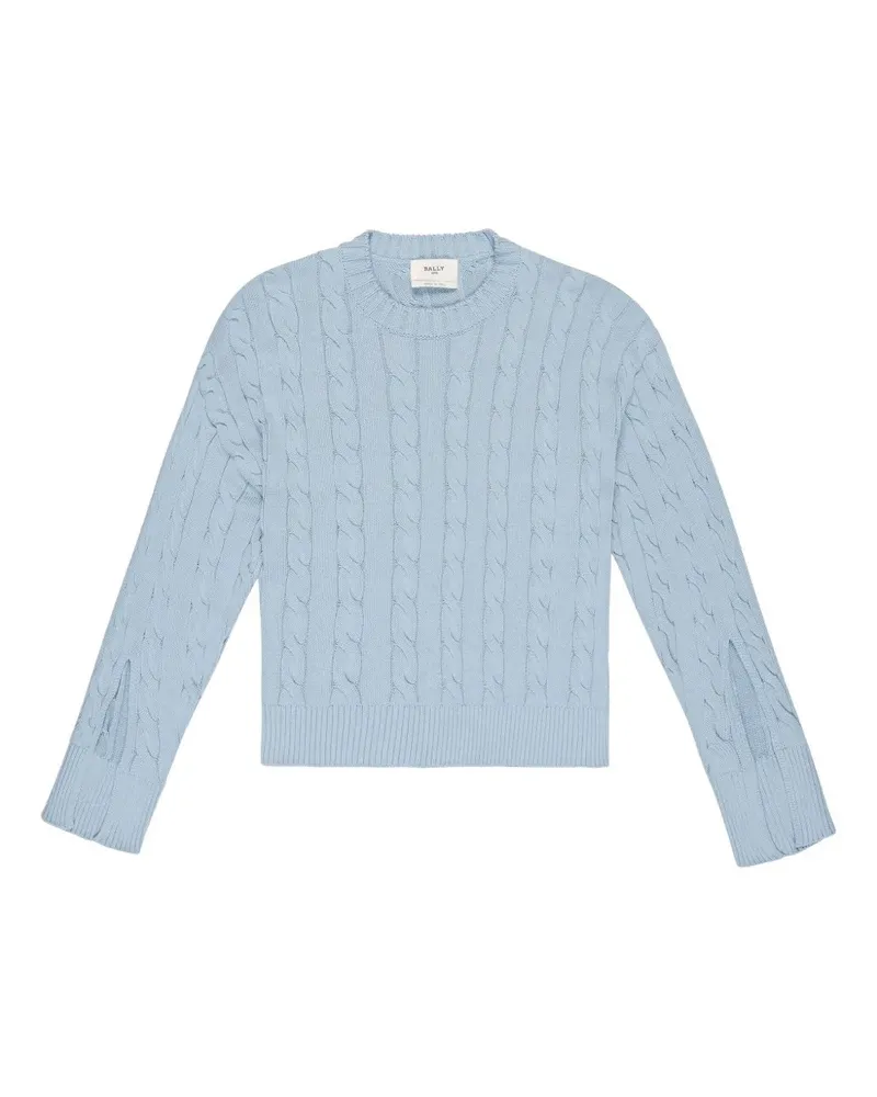 Bally Zopfmuster-Pullover mit geschlitzten Bündchen - Blau Blau