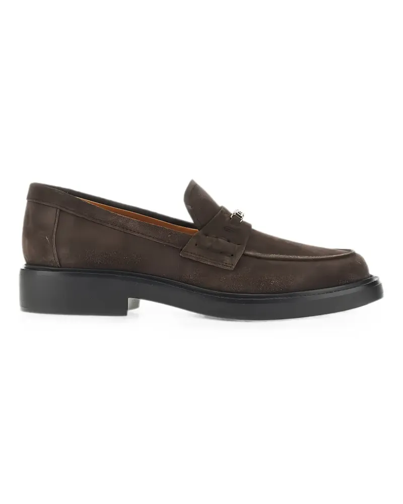 TOD'S logo-plaque suede loafers - Braun Braun