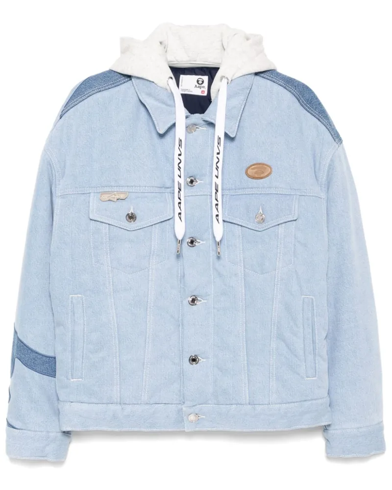 BAPE Jeansjacke mit Patches - Blau Blau