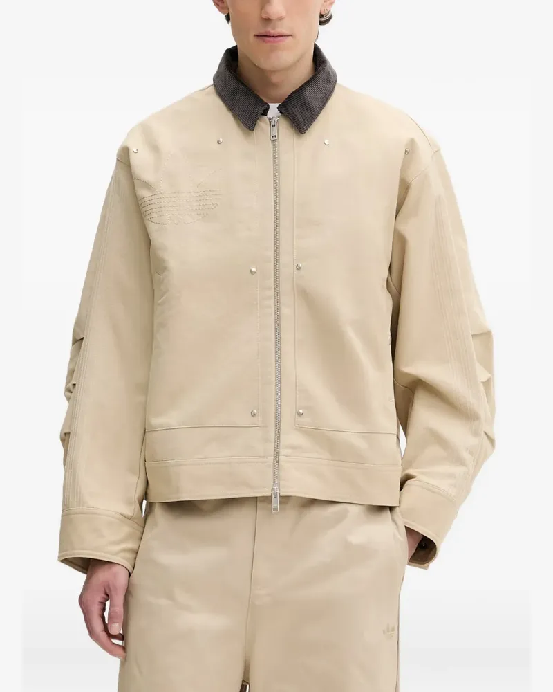 adidas Premium Essentials corduroy-collar embroidered bomber jacket - Nude Nude