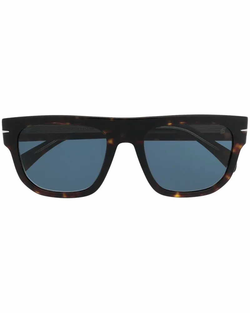 EYEWEAR by DAVID BECKHAM Eckige Sonnenbrille in Schildpattoptik - Braun Braun