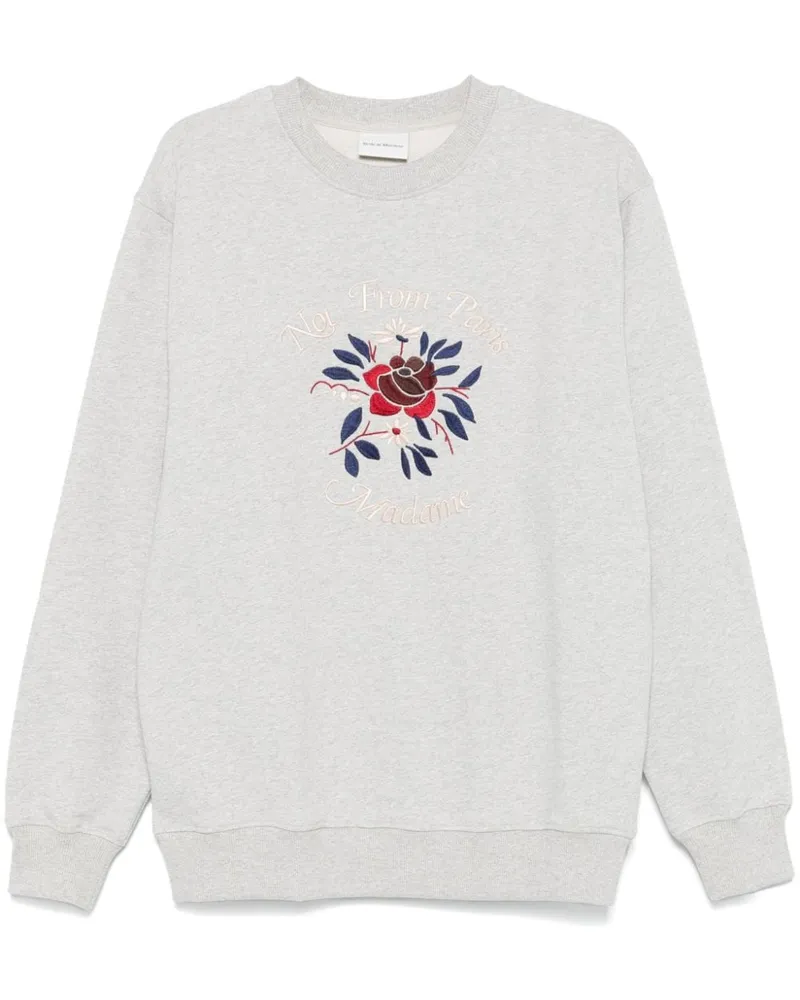 Drôle de Monsieur Sweatshirt mit Slogan-Stickerei - Grau Grau