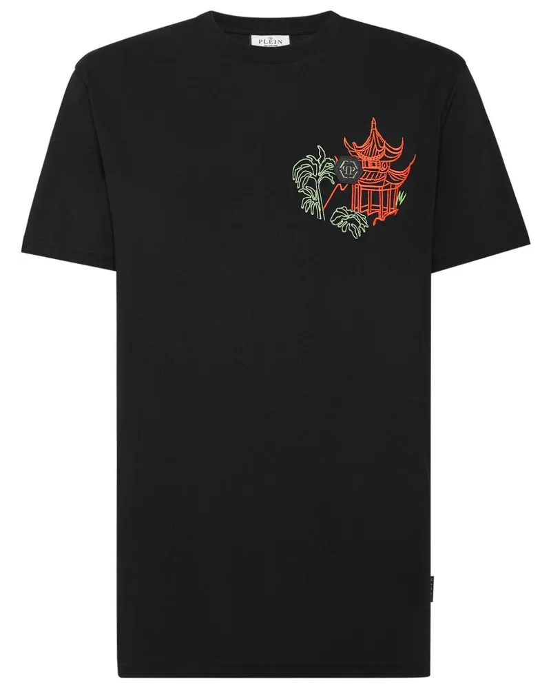 Philipp Plein T-Shirt mit Logo-Stickerei - Schwarz Schwarz