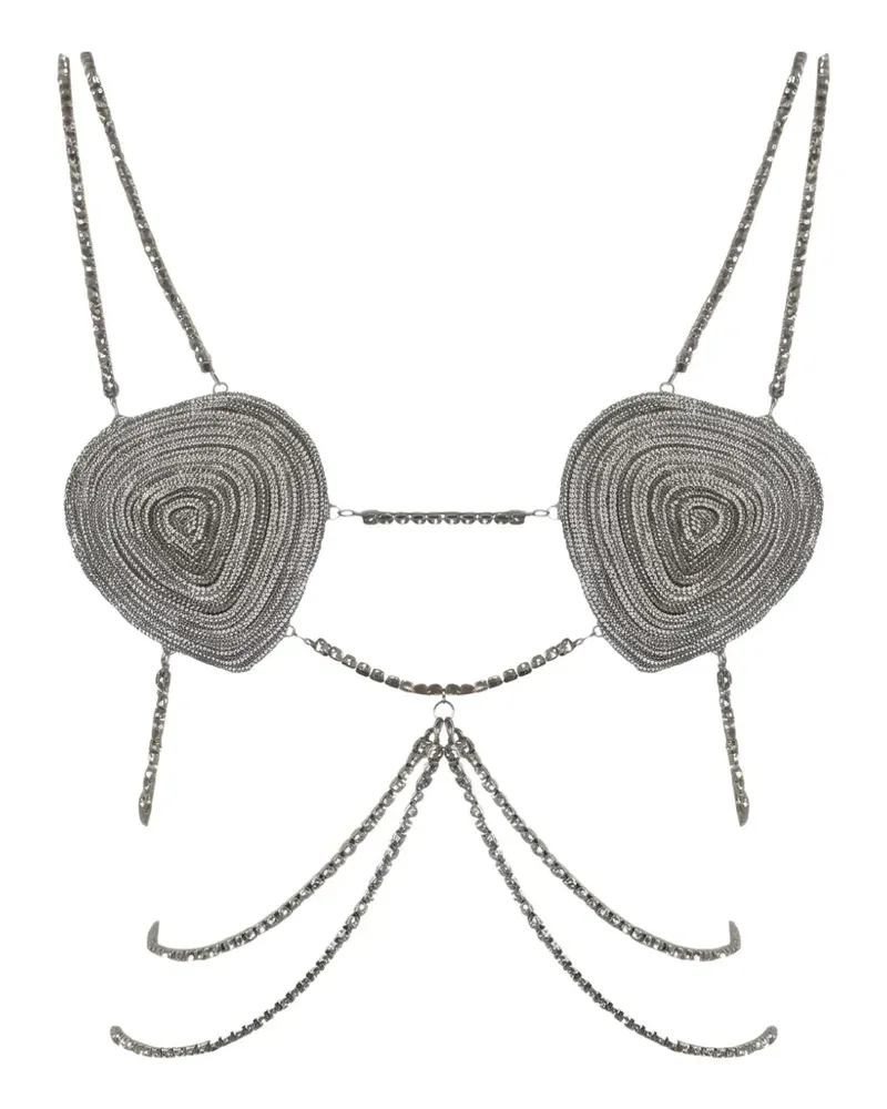 Patrizia Pepe rhinestone-embellished chain bra - Silber Silber