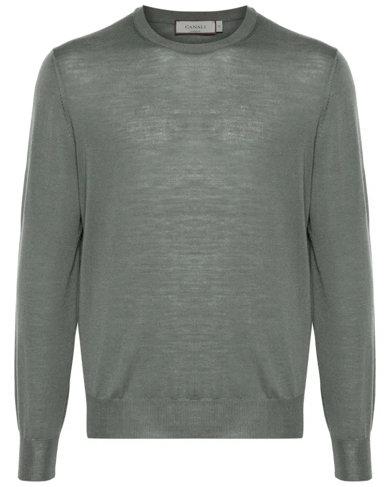 Canali Fein gestrickter Pullover - Grün Grün