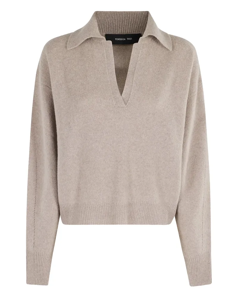 Federica Tosi Gerippter Pullover mit Polokragen - Nude Nude