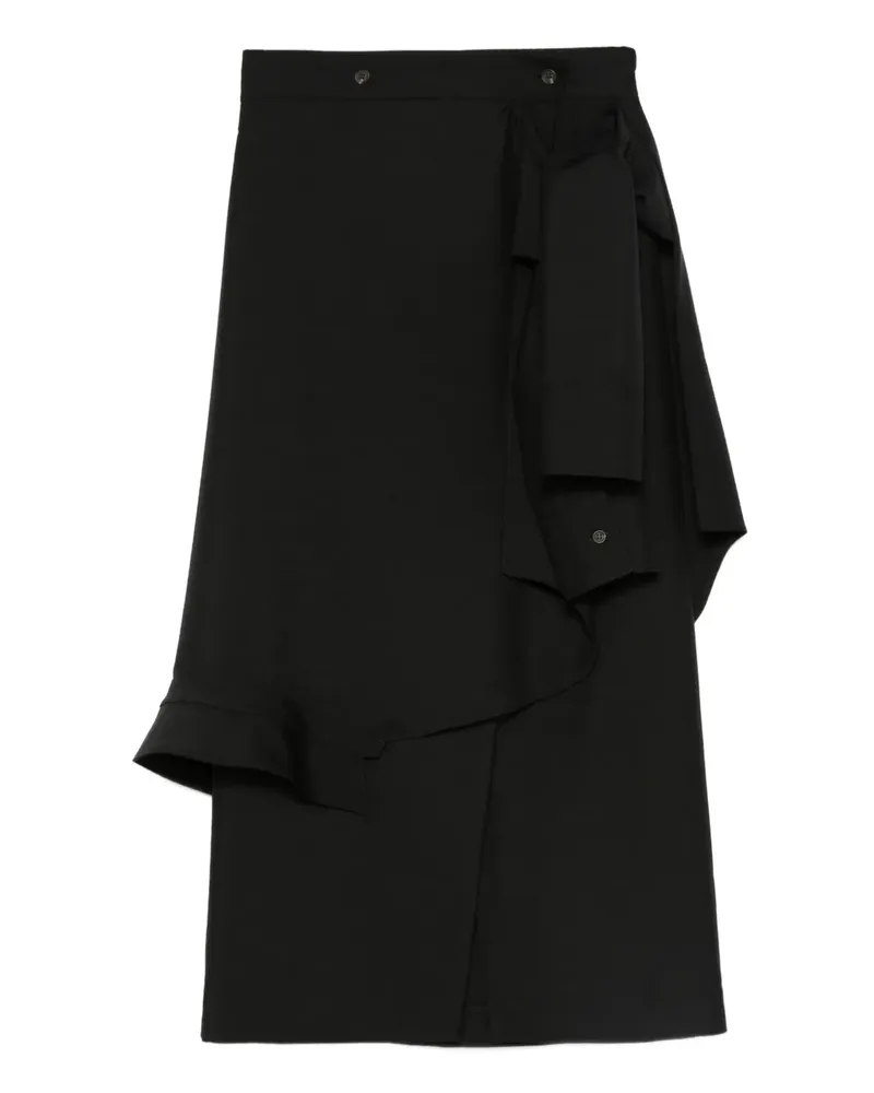 Róhe Asymmetrischer Rock mit Rüschen - Schwarz Schwarz