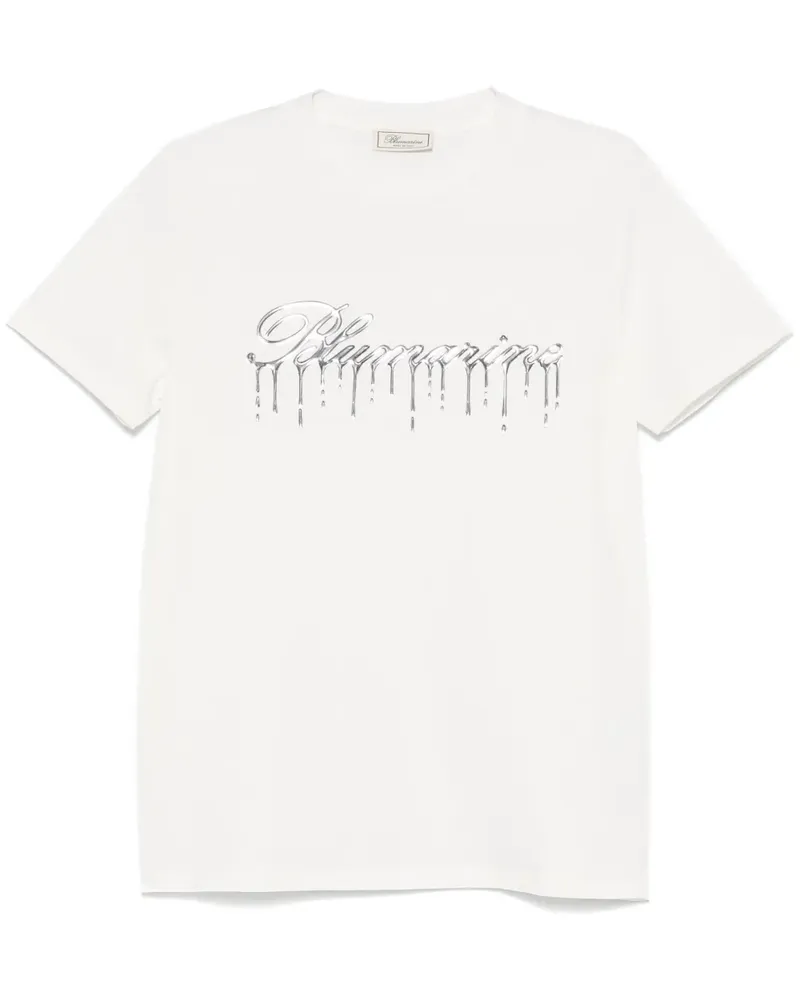 Blumarine T-Shirt mit vorstehendem Logo - Weiß Weiß