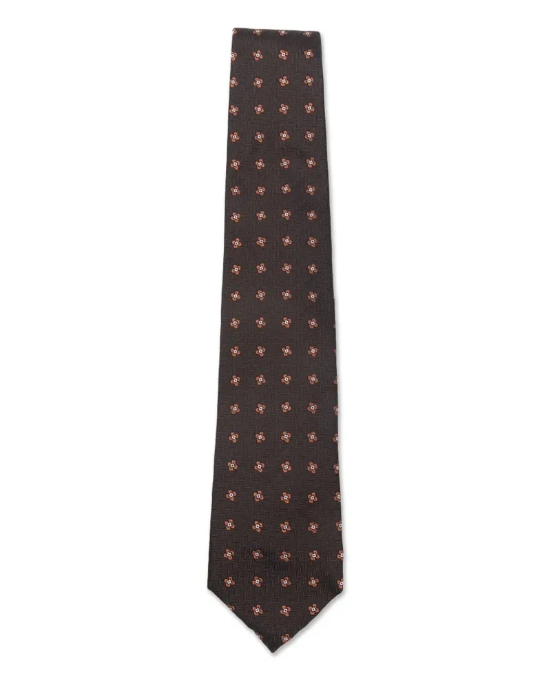 Corneliani Krawatte mit Blumenmuster - Braun Braun