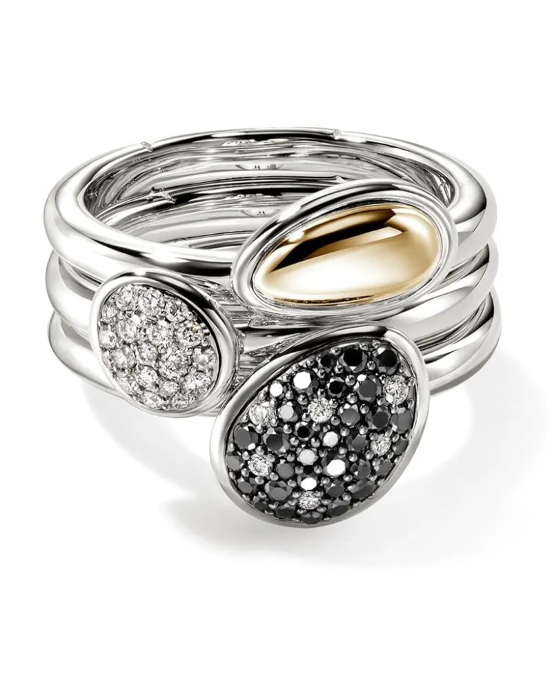 John Hardy 14kt Pebble Gelbgoldring mit Diamant - Silber Silber