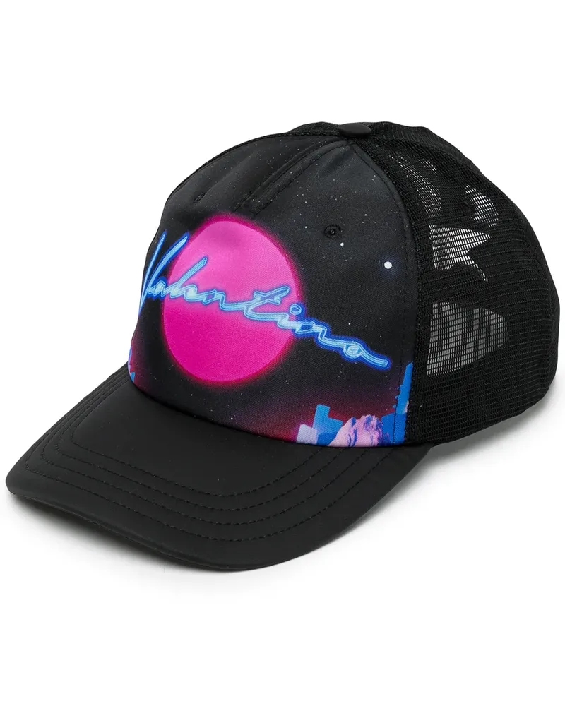 Valentino Garavani Baseballkappe mit Neon-Logo - Schwarz Schwarz