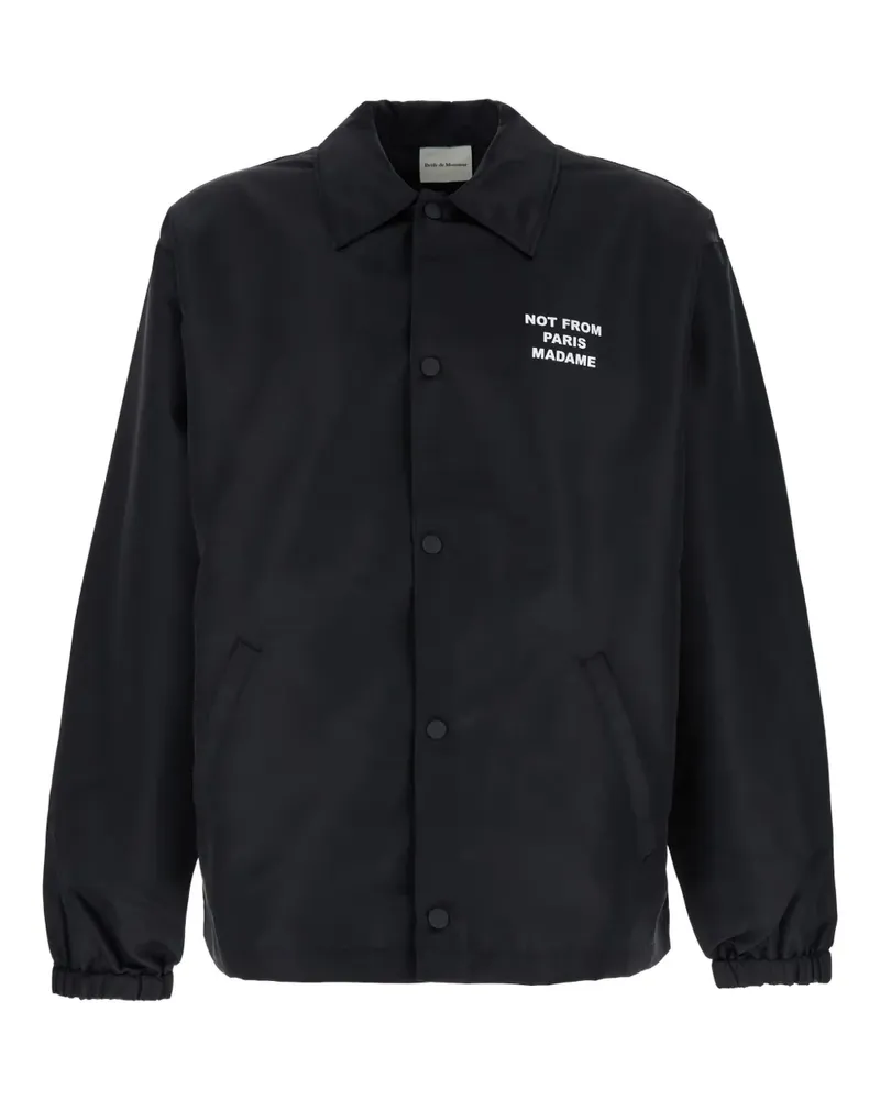Drôle de Monsieur La Veste Hemdjacke mit Slogan-Print - Schwarz Schwarz