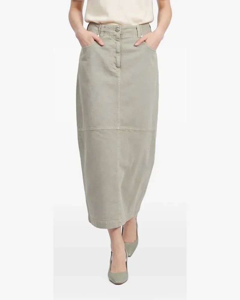 Brunello Cucinelli midi seam-detail maxi skirt - Grün Grün