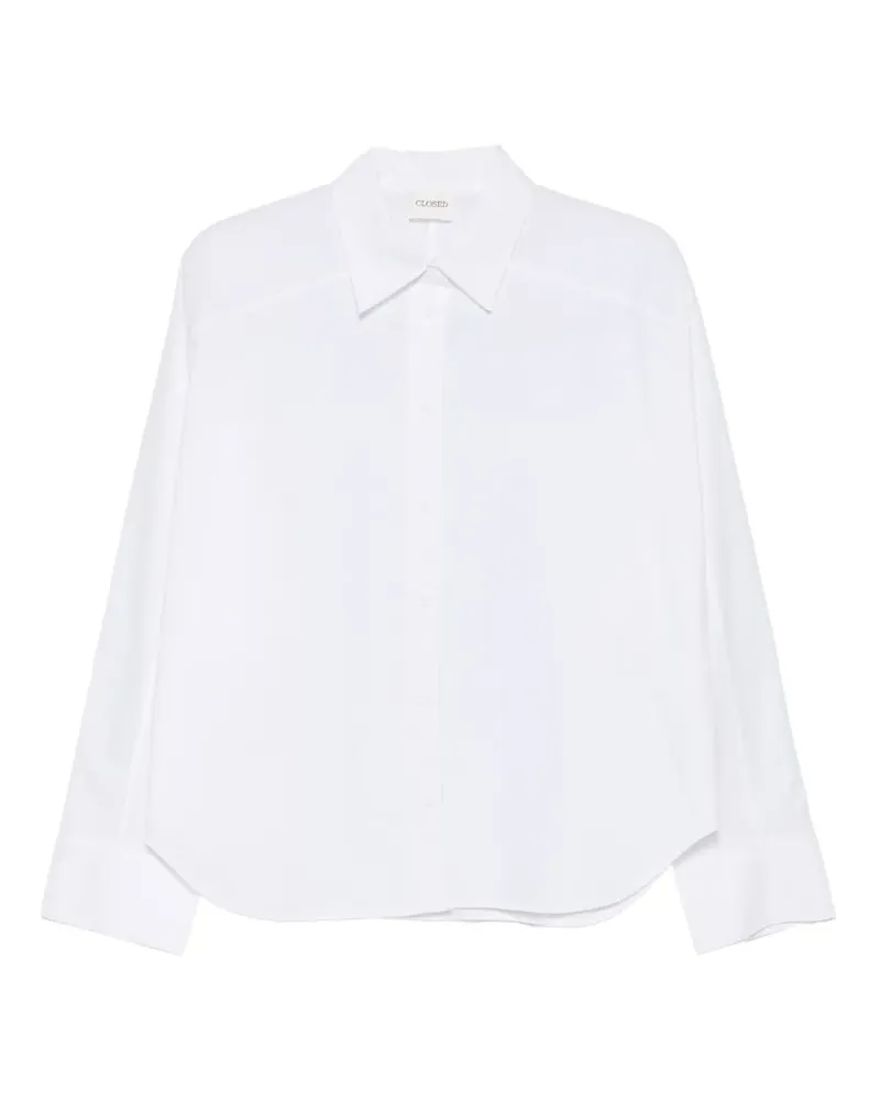 Closed scallop-edge long-sleeve shirt - Weiß Weiß