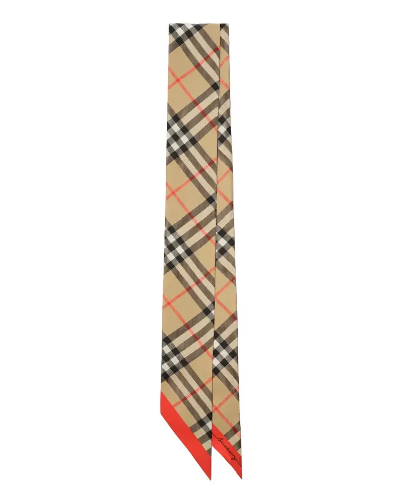 Burberry skinny contrast-Check silk scarf - Nude Nude