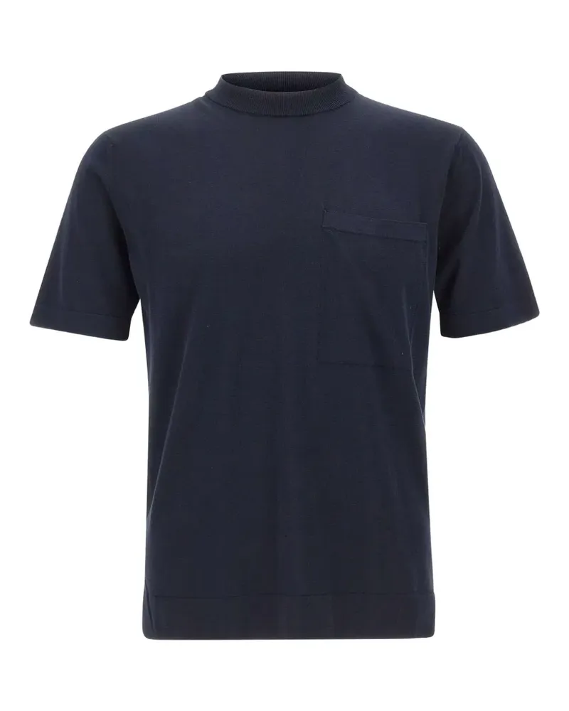 Filippo de Laurentiis Geripptes T-Shirt mit Brusttasche - Blau Blau
