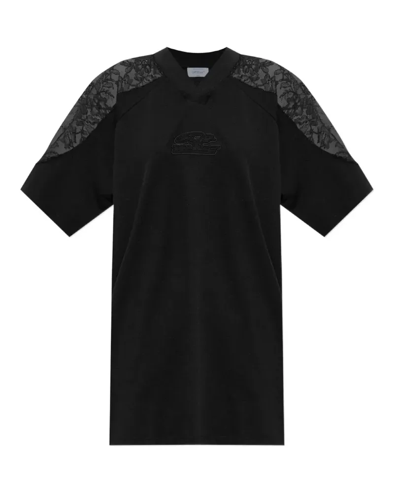 OFF-WHITE T-Shirt mit Spitzeneinsatz - Schwarz Schwarz