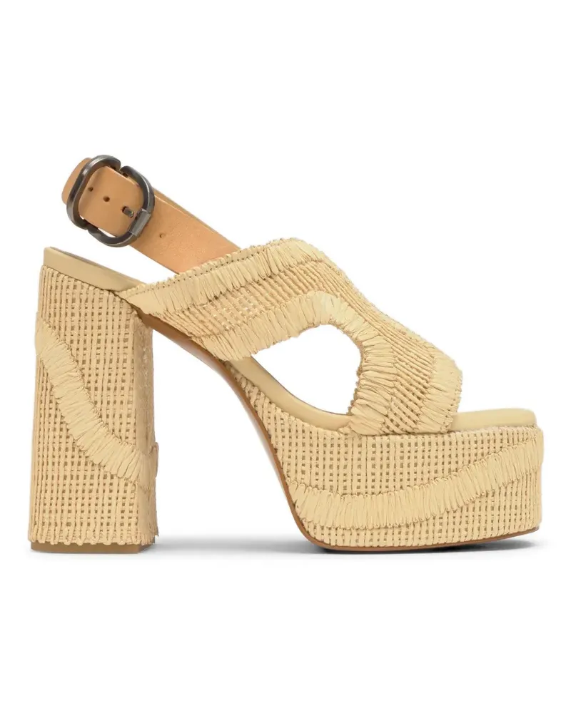 Castañer Francina embroidered-raffia sandals - Nude Nude