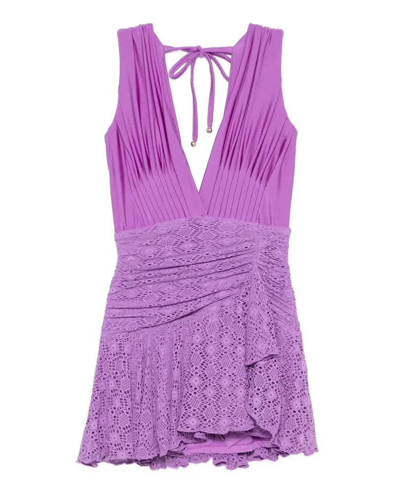 Pat Bo Sirena lace-panelled mini dress - Violett Violett