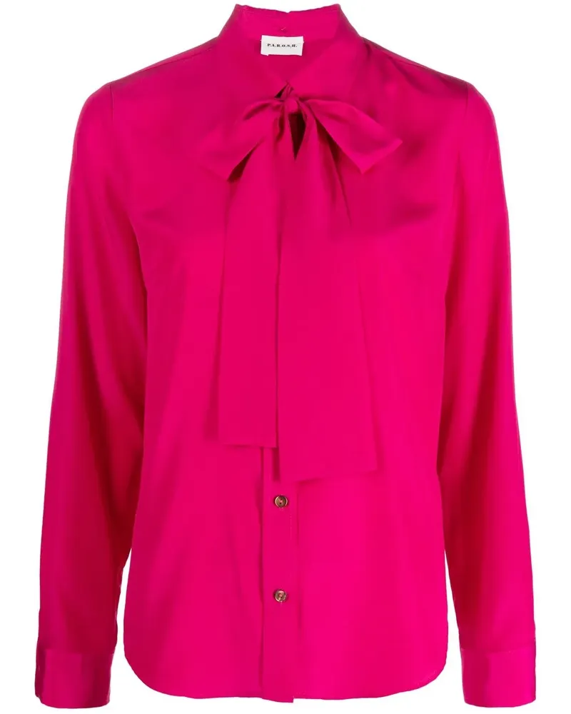 P.A.R.O.S.H. Bluse mit Schleifenkragen - Rosa Rosa