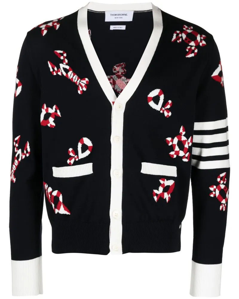 Thom Browne Gem Icons Intarsien-Cardigan - Blau Blau