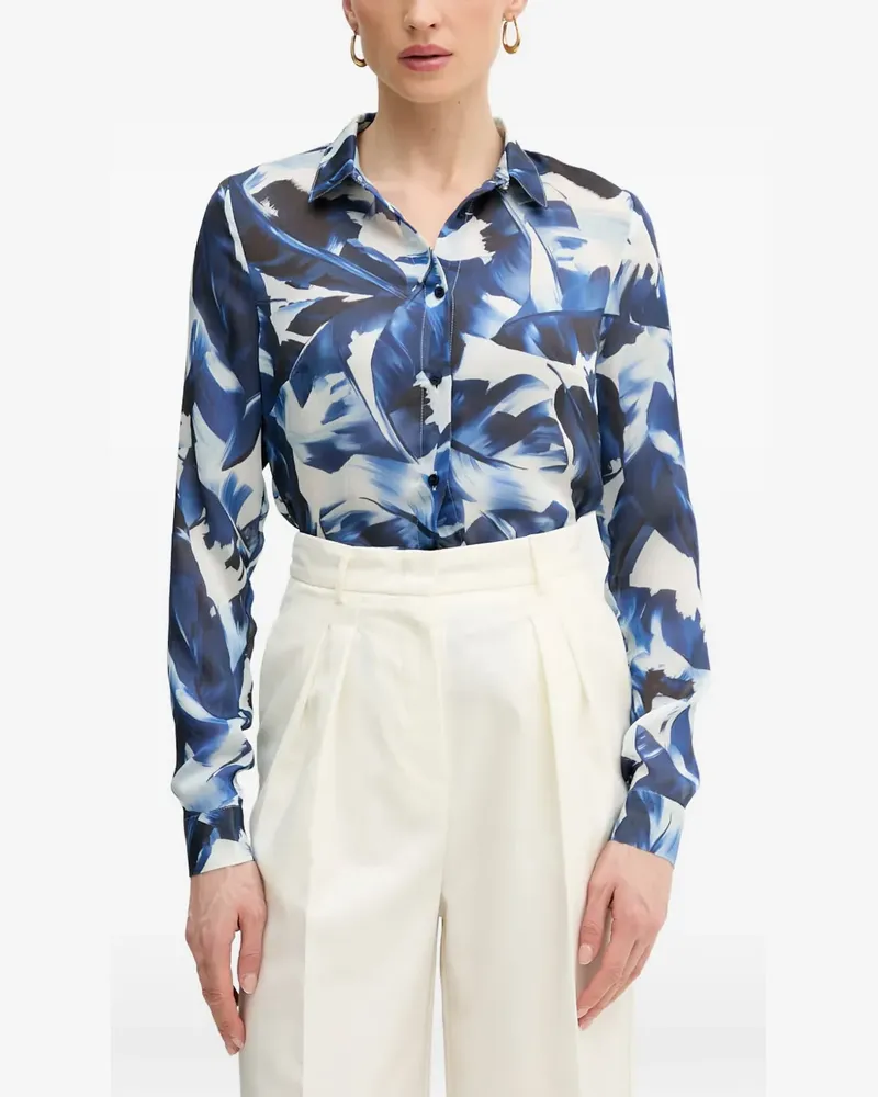 Guess leaf-print button-down shirt - Blau Blau