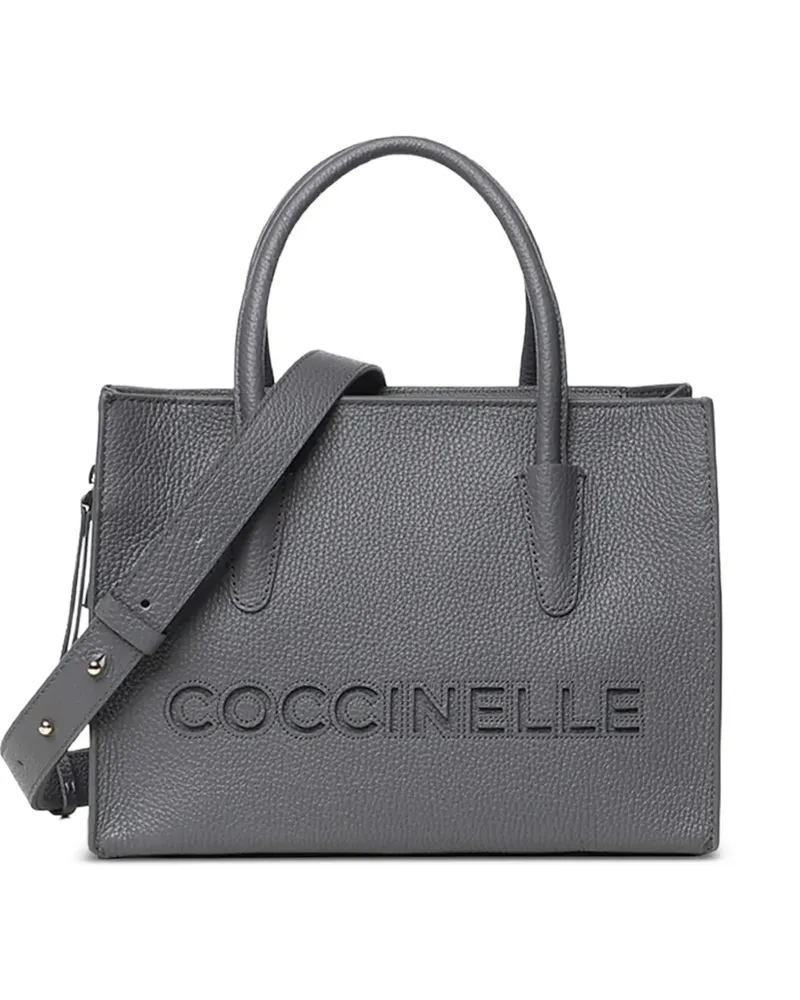 Coccinelle logo-embossed leather tote bag - Grau Grau